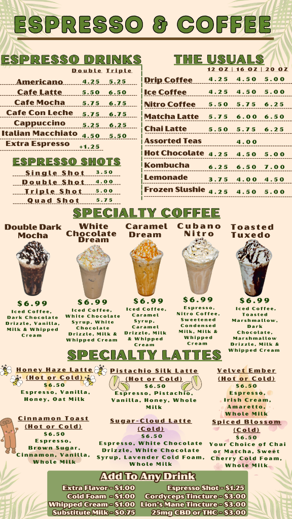 Espresso & Coffee Menu