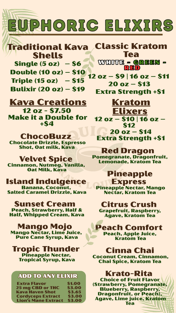 Euphoric Elixirs Menu