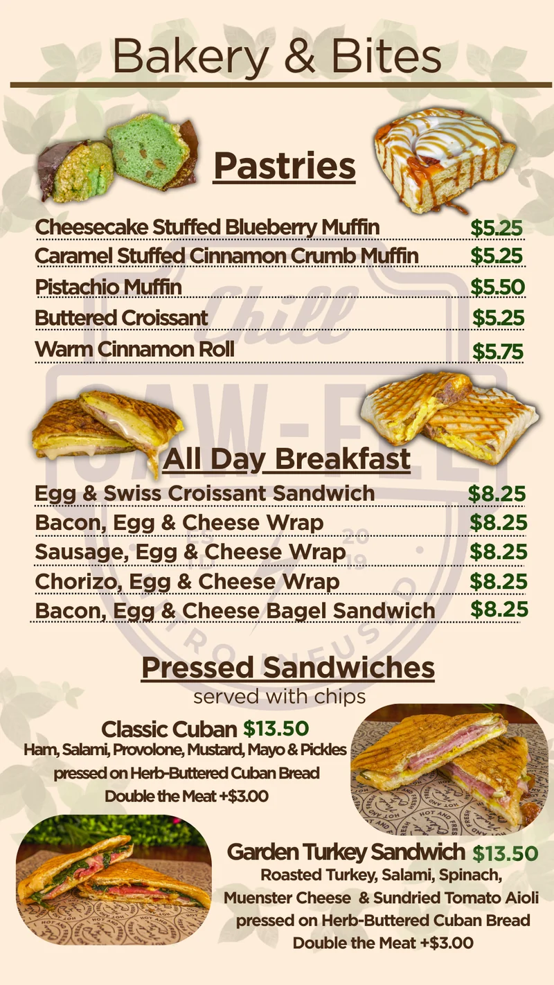 Bakery & Bites Menu