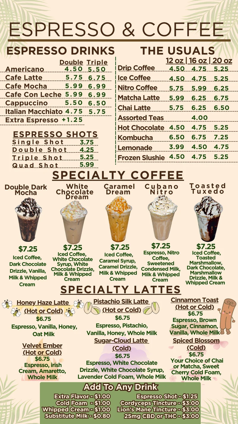 Espresso & Coffee Menu