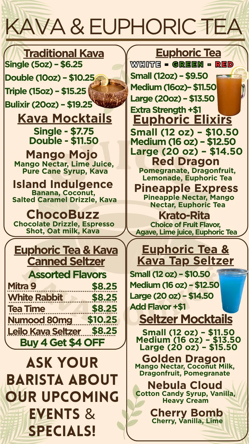 Euphoric Elixirs & Kava Menu